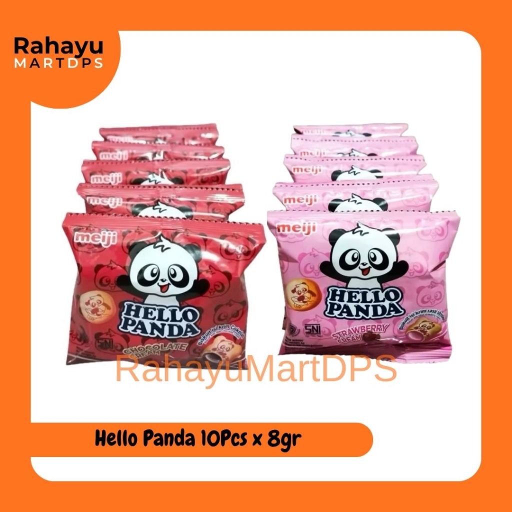 Hello Panda 10 pcs x 8g (Cokelat / Strawberry) – Biskuit Renyah Isi Krim Praktis
