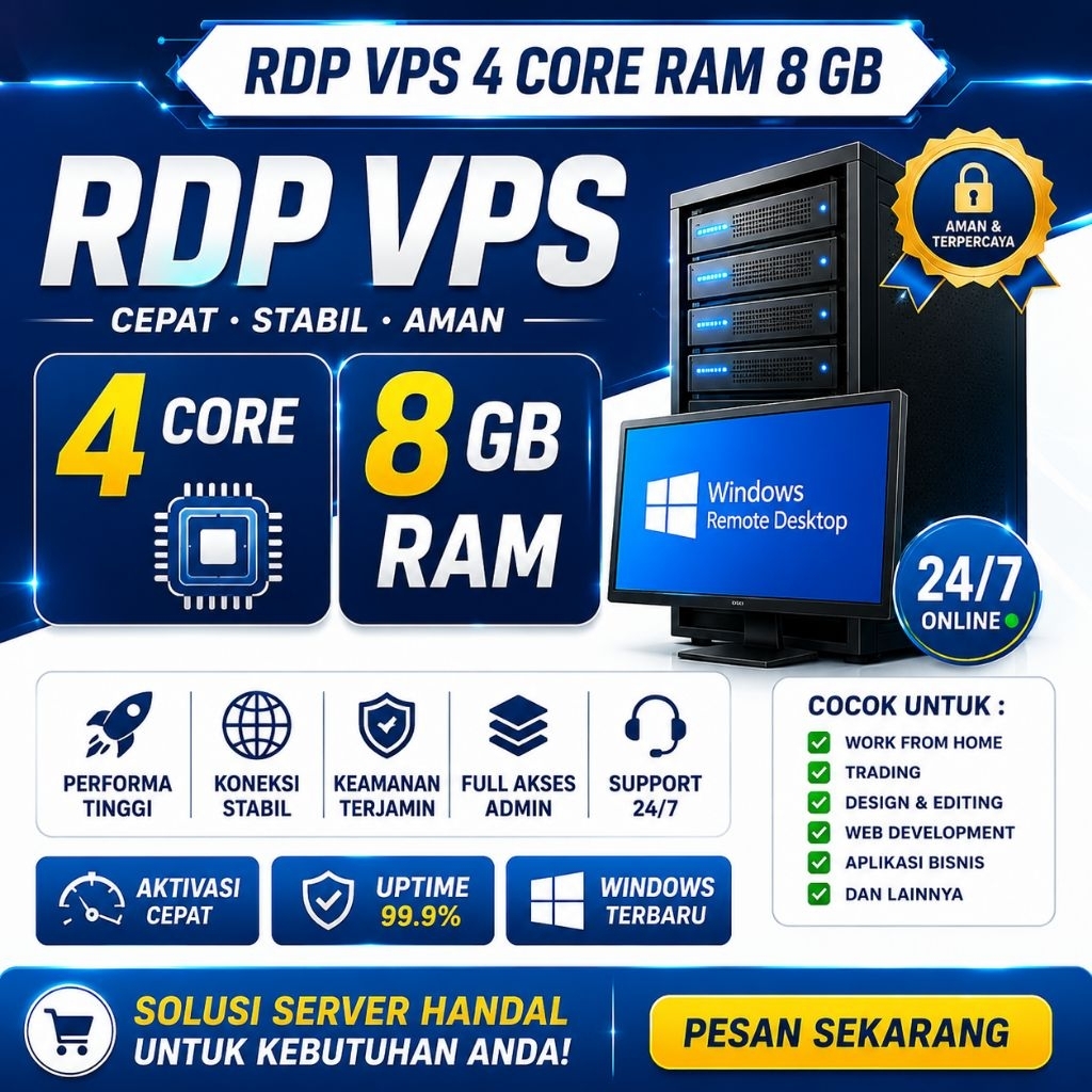 RDP VPS 4 Core  8 GB