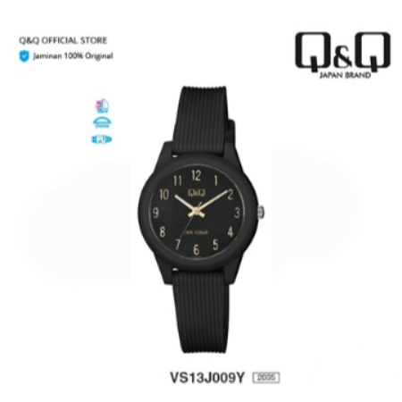 Jam Tangan Q&Q VS13 Original Wanita Analog Rubber Tali Karet Cewek QQ Water Resist Watch