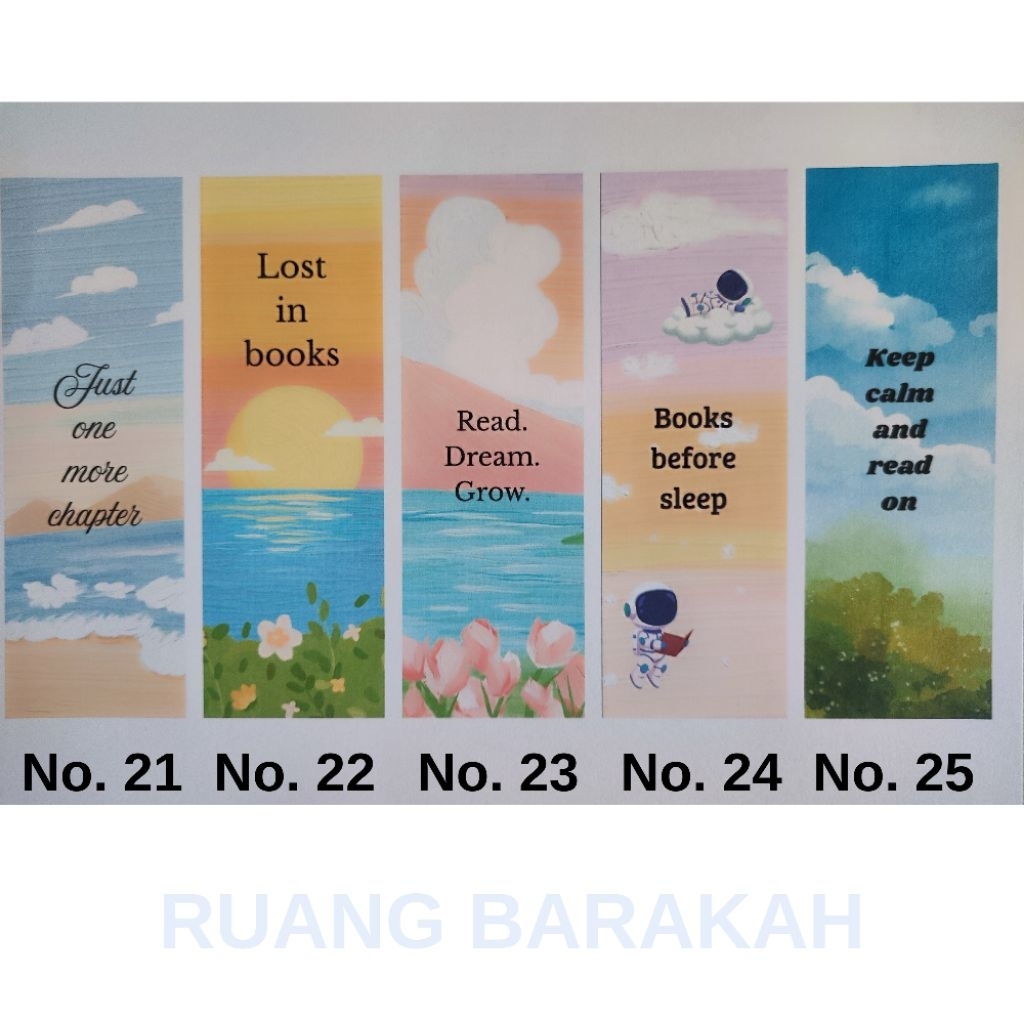 Pembatas Buku & novel (bookmark 1 sisi)