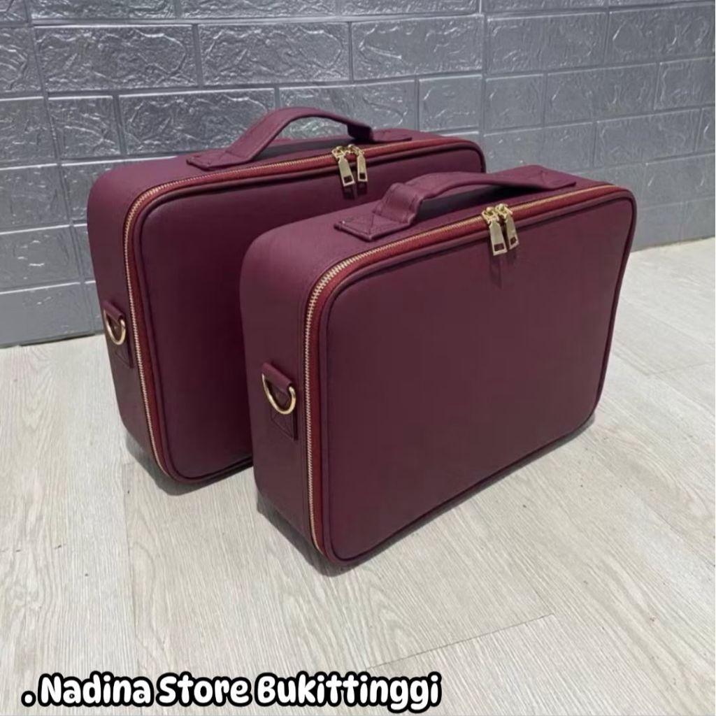 BEAUTY CASE No Kaca - Tas Makeup MUA - Size M - Maroon 37 x 11 x 26cm
