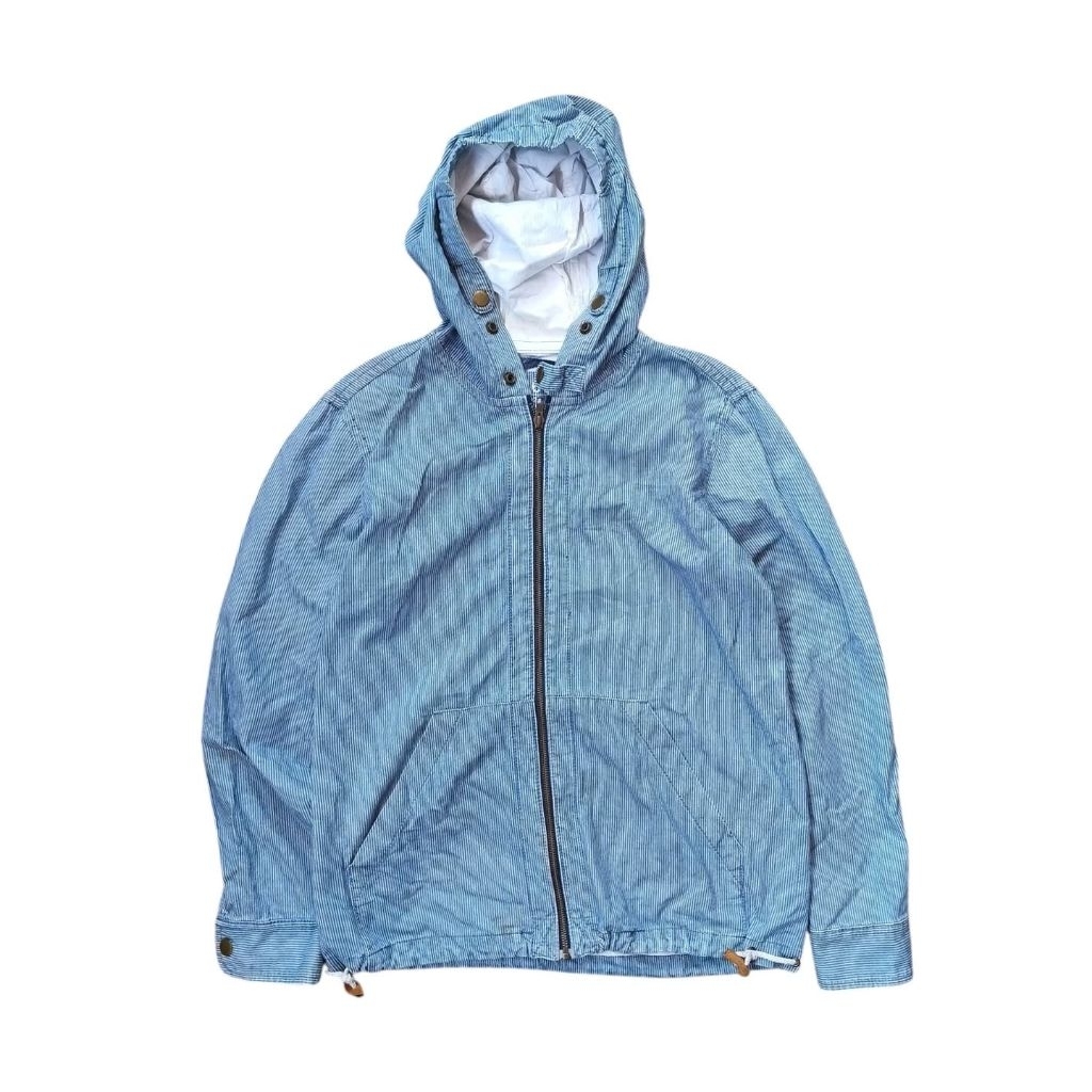 GAP - Jaket Jeans Jaket Denim Berhoodie Pinstripes Size M