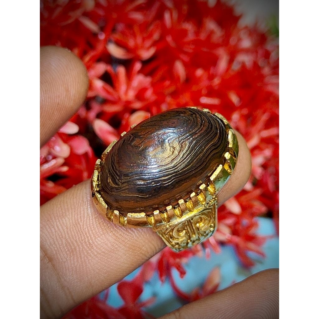 cincin batu akik puser bumi badar besi timbul antik lengket magnet