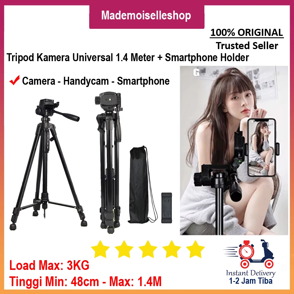 TF 3520T Tripod Pan Head 1.4M Universal - Kompatibel Kamera DSLR - Mirrorless & Smartphone - Tripod 