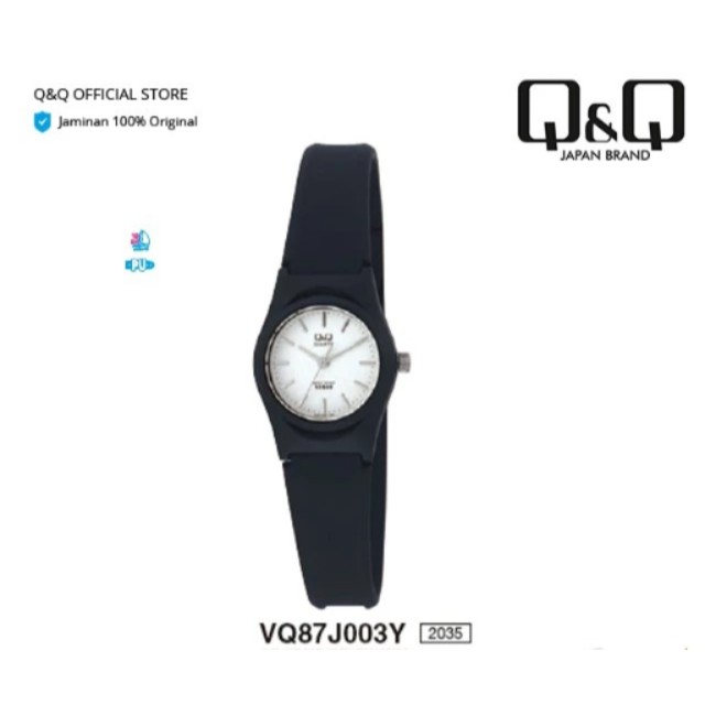 Jam Tangan Q&Q VQ87 Original Wanita Analog Rubber Tali Karet Cewek QQ Water Resist Watch