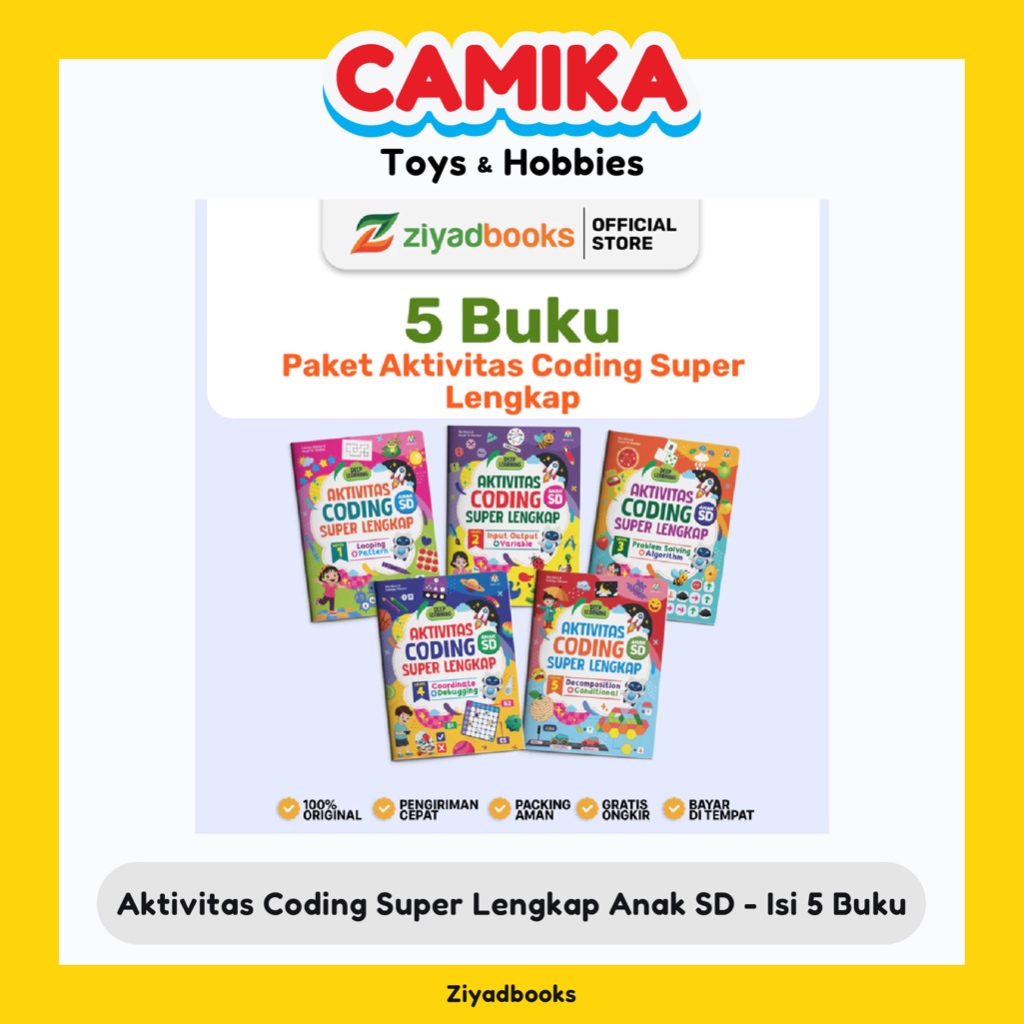 Ziyadbooks (Isi 5 Buku) Aktivitas Coding Superlengkap - Buku Coding Untuk Anak SD 6 7 8 Tahun - Cami