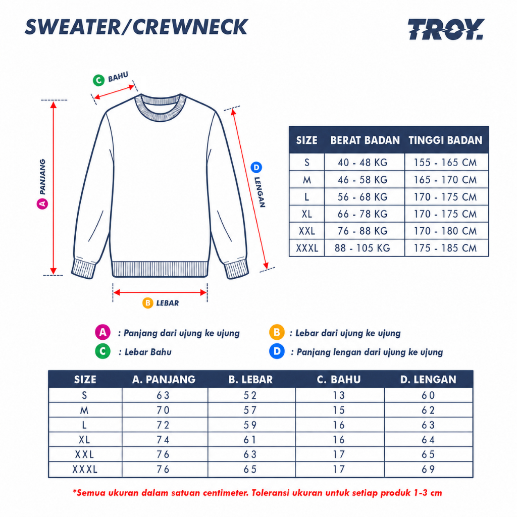 Troy Company Sweater Pria Hitam - STAY BUSY Sweater Sweatshirt Crewneck Black SWD 113