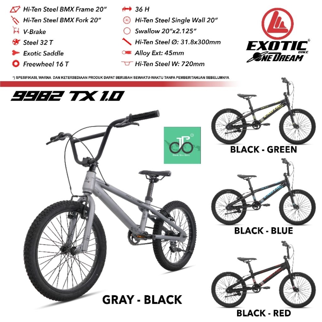 Sepeda BMX 20" Exotic 9982 TX 1.0 TERBARU (ET 9982 TX 1)