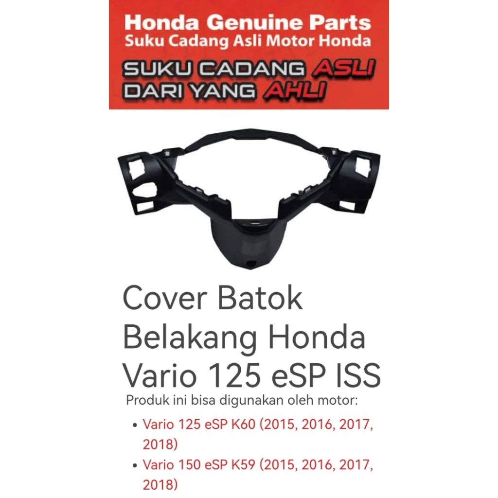 53206K59A10ZA Cover Batok Belakang Honda Vario 125 eSP ISS
