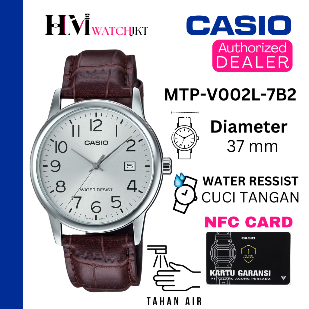 CASIO MTP-V002L-7B2UDF Jam Tangan Pria Original Analog Rantai Antiair MTP-V002L-7B2 MTPV002