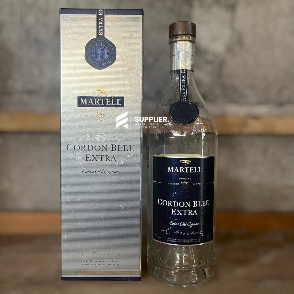 Botol kosong botol bekas Martell Cordon Blue Extra cocok untuk pajangan minibar, kamar dan koleksi