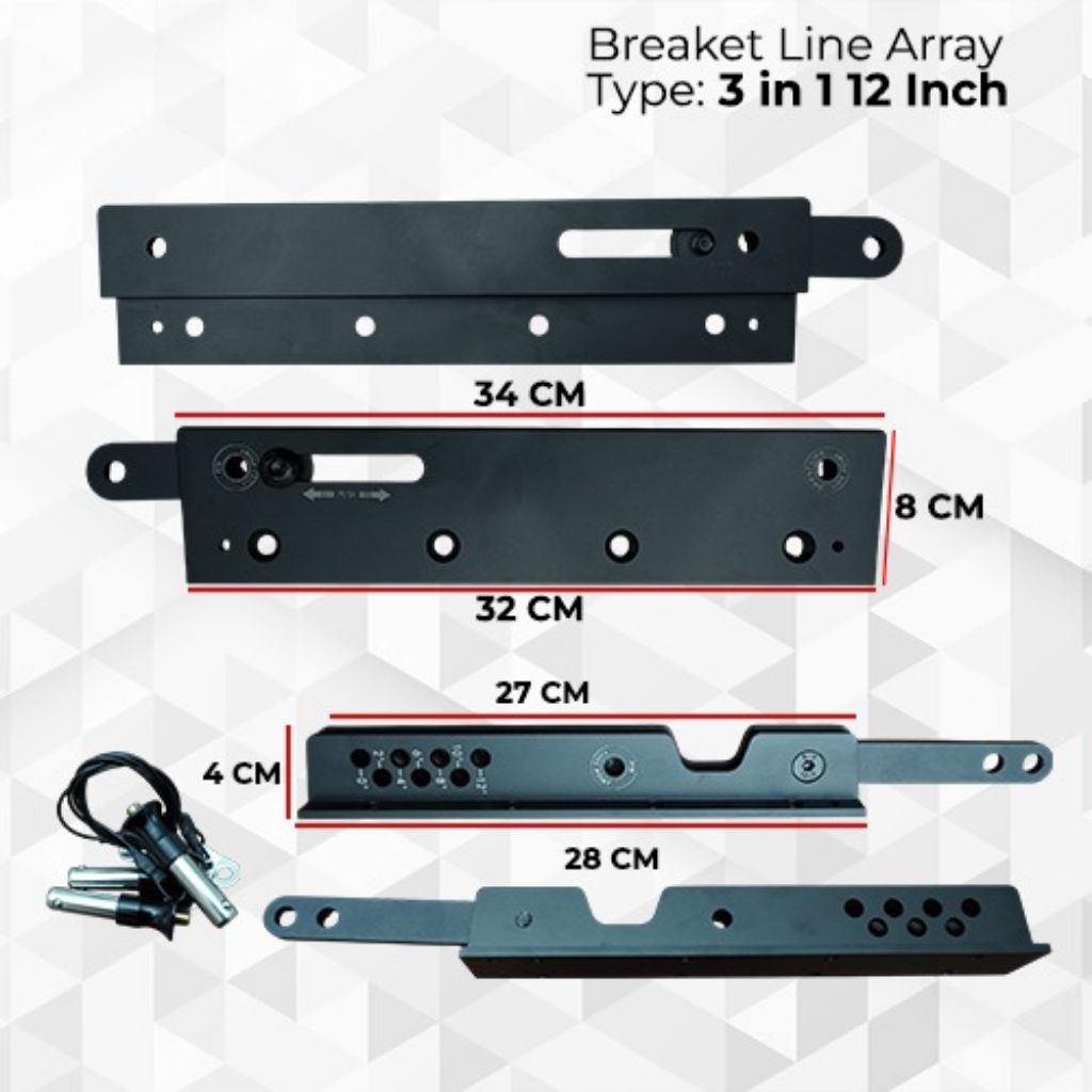 Bracket Line Array 12 Inch 3in1 / 4in1 Lengkap Pin Pengunci – Besi Tebal Kuat untuk Speaker Line Arr
