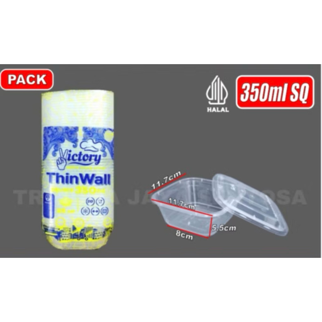 Thinwall Kotak 350 ml  victory(25 pcs) K / Thinwall Square / Kotak Kecil Thinwall Kotak 350 ml (25 p