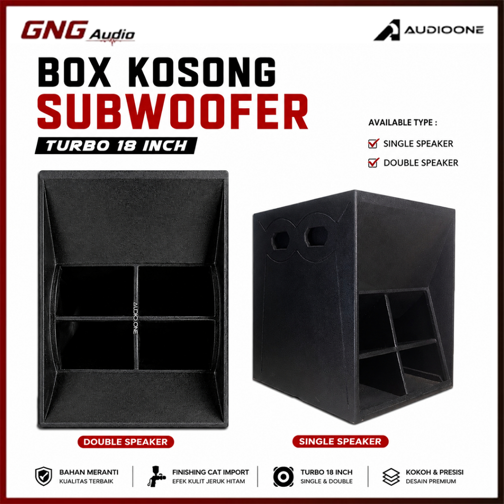 Box Kosong Subwoofer 18 Inch Pasif Single / Double Full Meranti Merah Finishing Cat Import I DM
