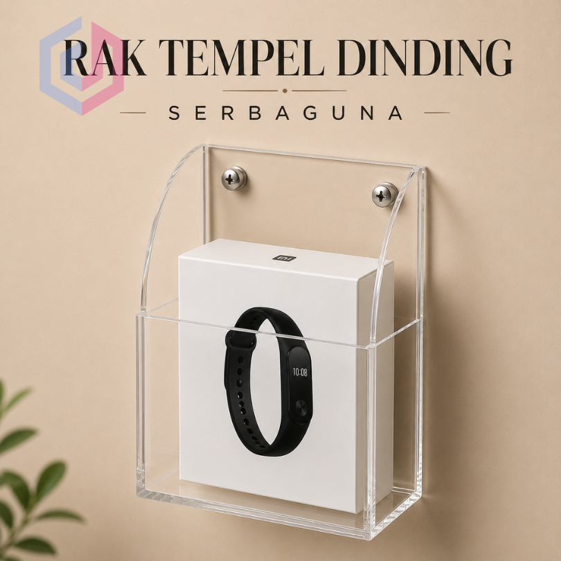 Rak Brosur Akrilik Free Baut Serbaguna | Rak Tempel Dinding
