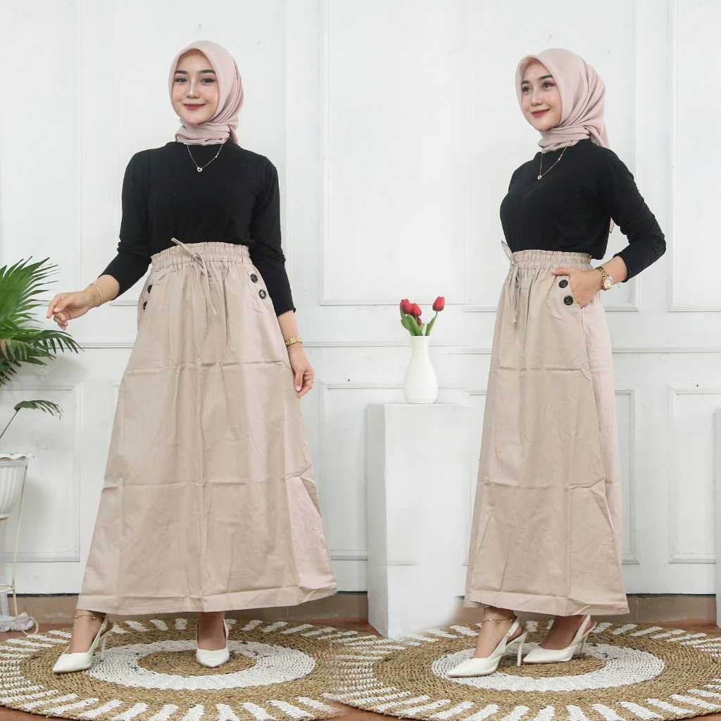 Rok Cargo Panjang - Rok Panjang Remaja Perempuan ROK MAXI  Rok Cargo Saku Samping