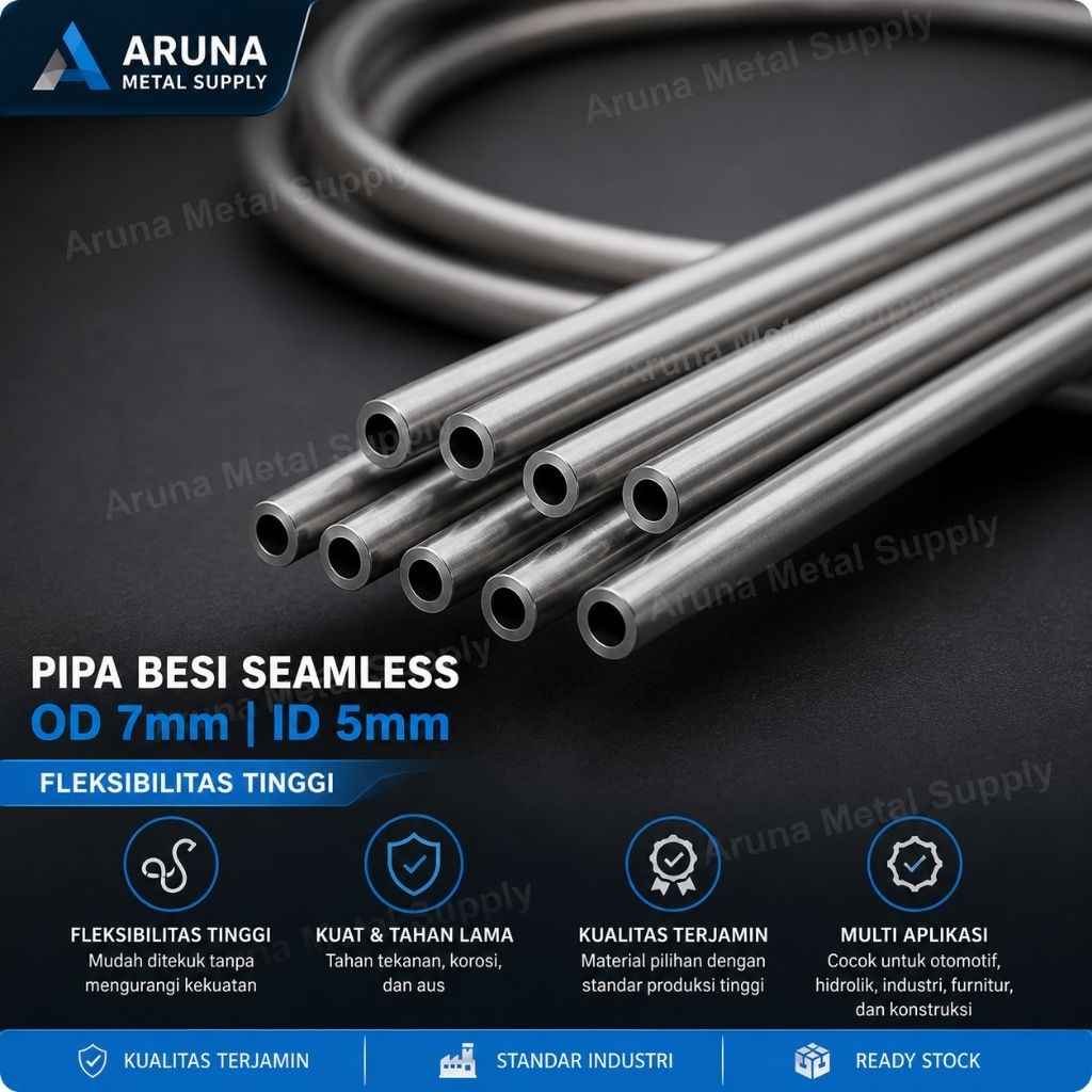 Pipa besi Od 7mm Id 5mm x 6 meter