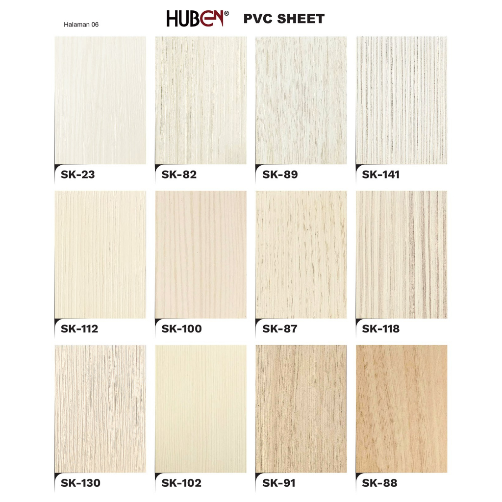 Lapisan Huben pvc sheet kode SK warna dan motif serat kayu