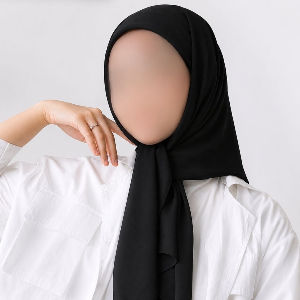 Kerudung hijab segitiga instan 2 layer pollycaton (preloved)