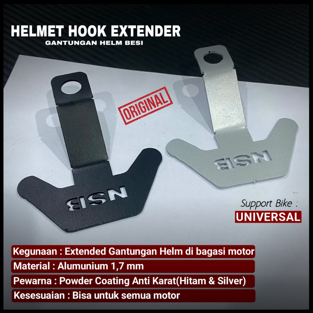 Helmet Hook Extender Gantungan Helm Jok Motor Besi Kokoh Universal Bisa Semua Motor Mt55