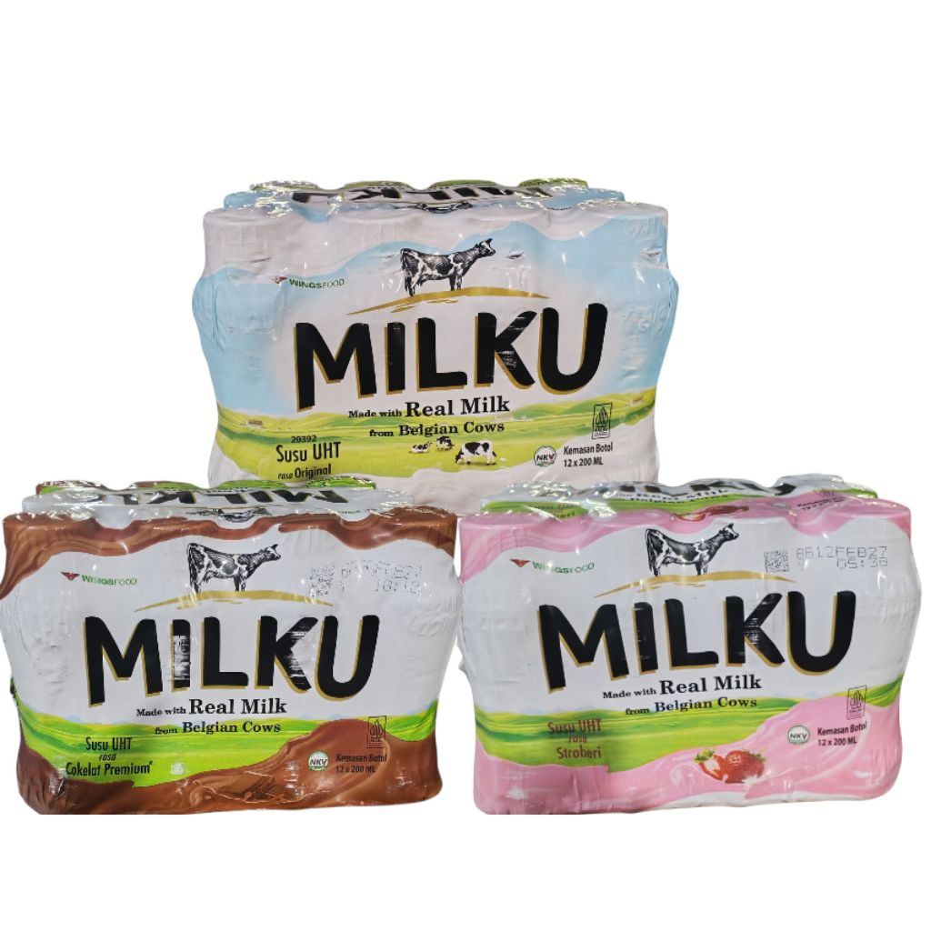 Promo Susu MILKU 1dus isi 12 pcs 200 ML varian strawberry,coklat dan original