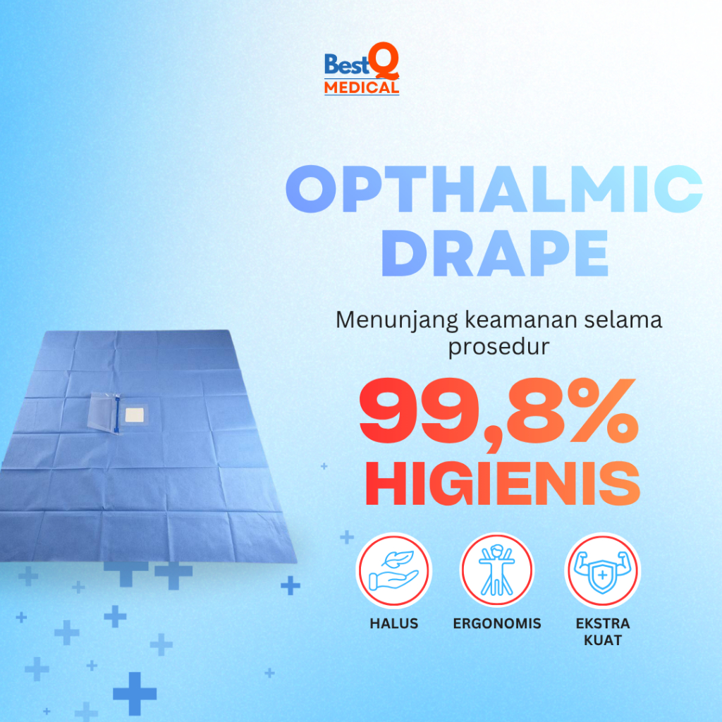 BestQ Opthalmic Drape Eye Drape 100x80 cm Penutup Mata Steril untuk Operasi & Tindakan Medis Non Wov
