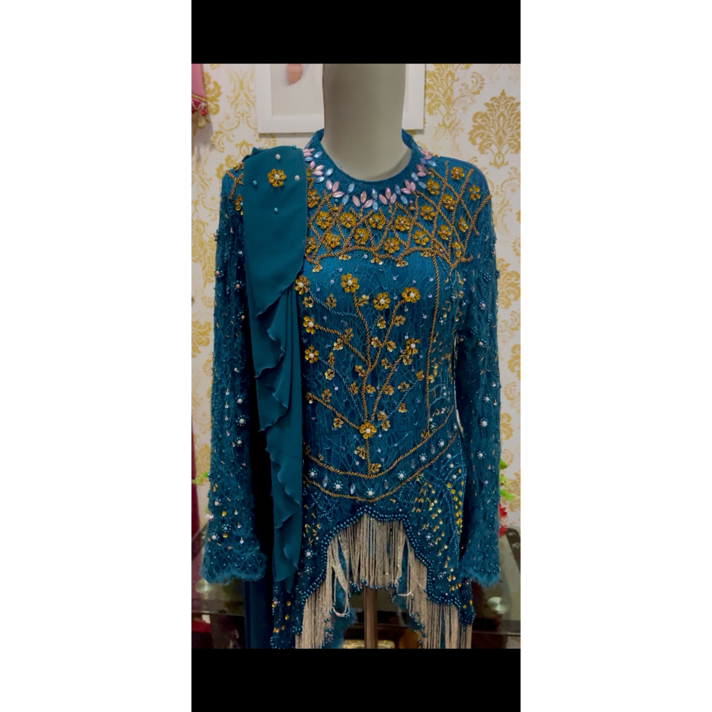 kebaya full payet emerald blue