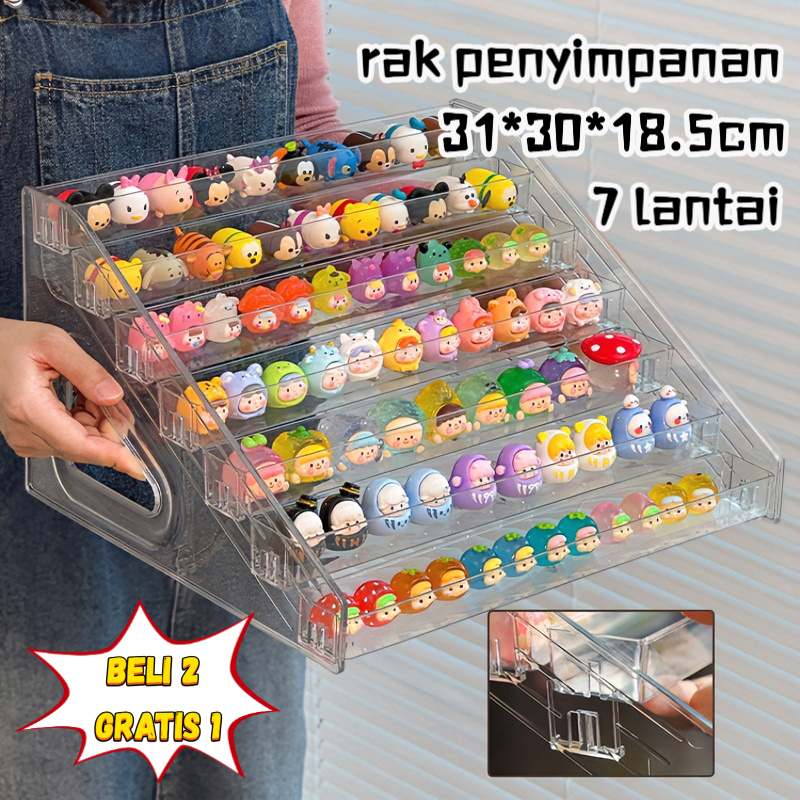 Rak Organizer  Acrylic 7 Tingkat  Rak Kutek Rak Miniatur Food Rak Meja Multifungsi Penyimpanan