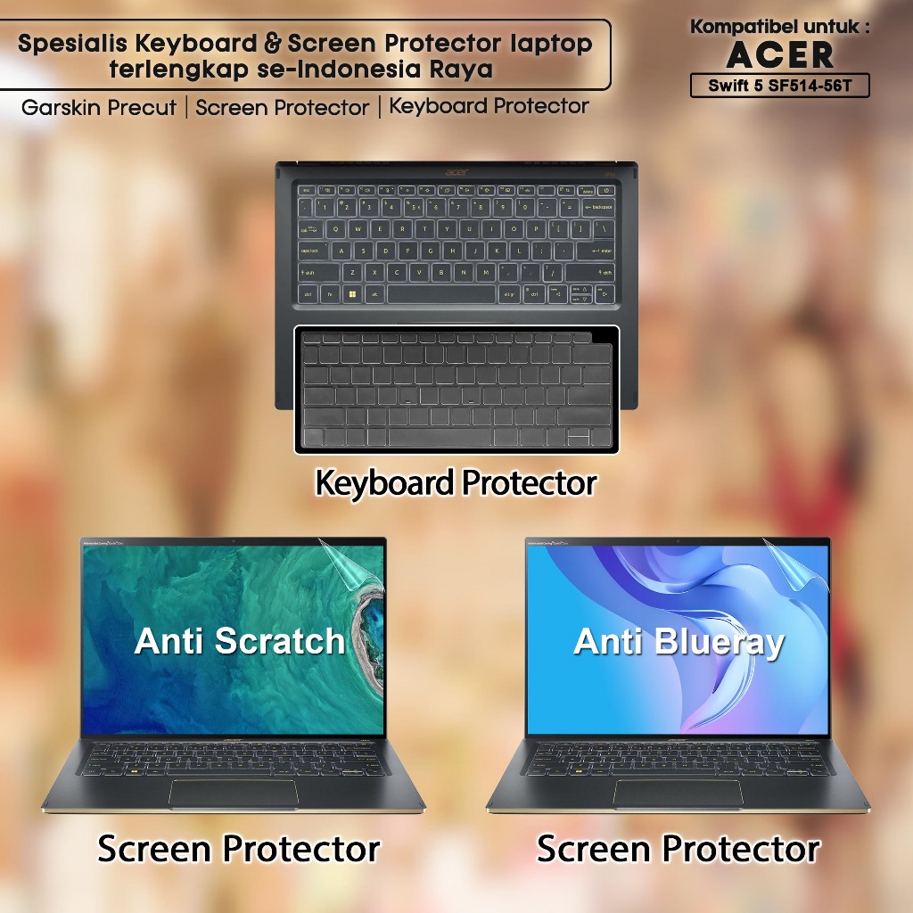 Screen Protector Anti Gores Cover Garskin Laptop Precut Custom Fit Kompatibel untuk Acer Swift 5 Aer
