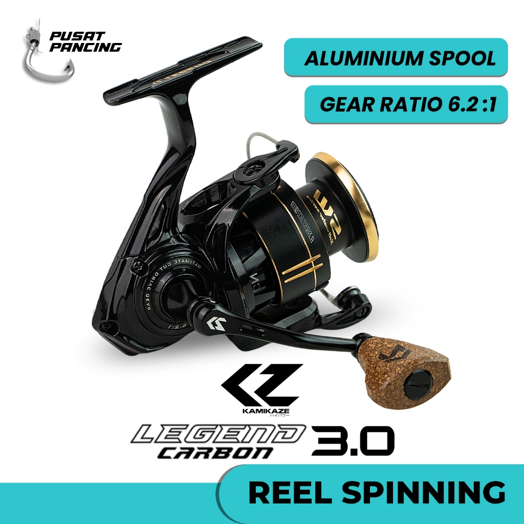 KAMIKAZE Reel Pancing Spinning LEGEND CARBON 3000 SW Reel Spinning 9+1 BB CNC Aluminium Spool