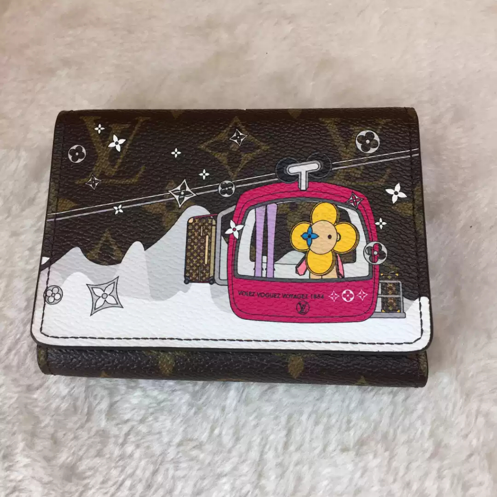 Preloved dari Prancis – Dompet LV Louis Vuitton Victorine untuk Wanita Motif Kereta Gantung Ski, Mon