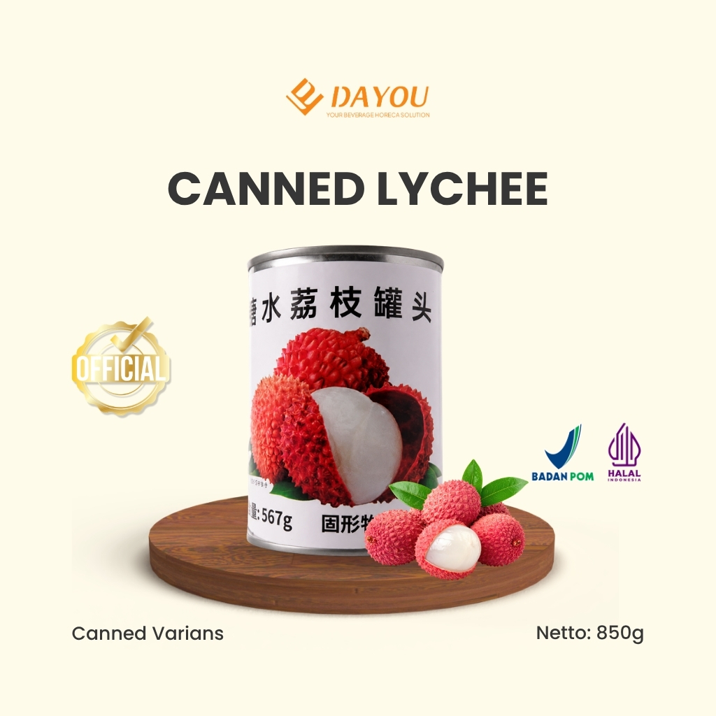 DA YOU - Canned Lychee 850g - Buah Leci Kaleng Premium untuk Es Buah, Teh Leci, Cafe & Horeca
