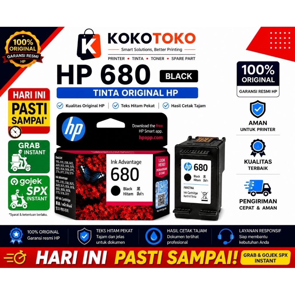 Tinta HP 680 Original/Cartridge 680/Tinta Printer 680 black colour