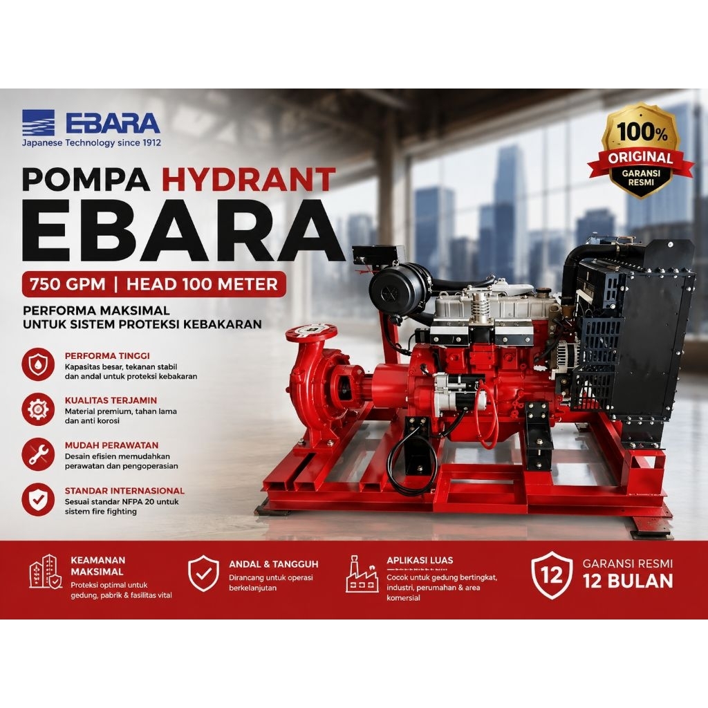 Pompa Hydrant Ebara 750 GPM Head 100 meter
