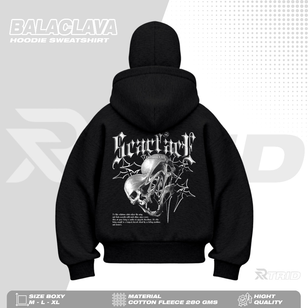 THEREAL.ID - Hoodie Balaclava Zipper Scarface Hitam 280 Gsm