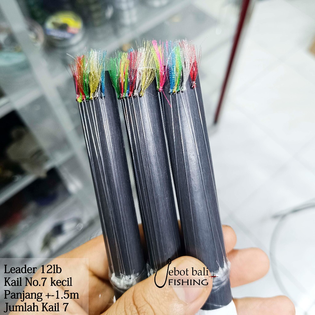 Rangkaian Bulu Sabiki Kecil Bulu Multi / Pelangi - Umpan Pancing Kotrekan Ajing dll