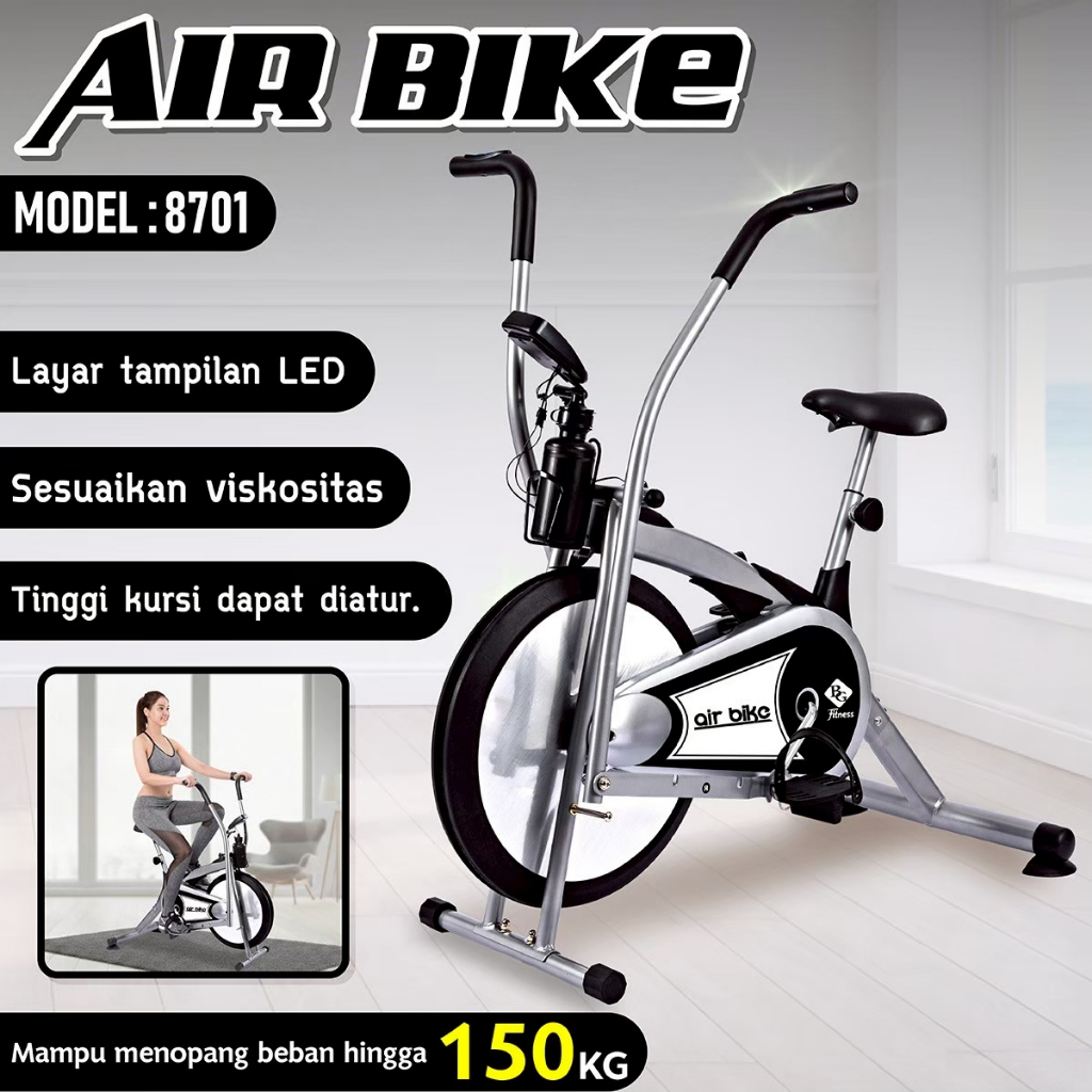 HTD Sport Sepeda Statis Air Bike Alat Olahraga Cardio Exercises 8701 Grey