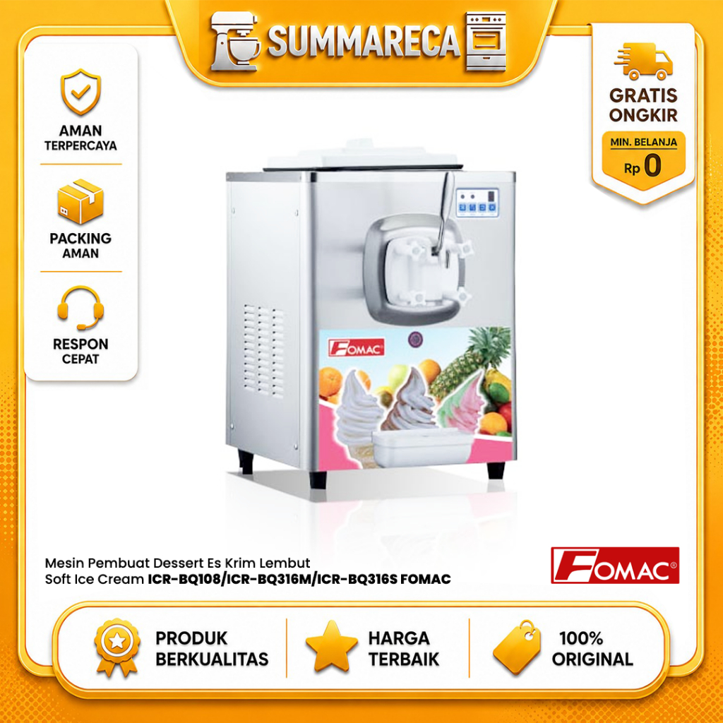 Mesin Pembuat Dessert Es Krim Lembut || Soft Ice Cream ICR-BQ108/ICR-BQ316M/ICR-BQ316S FOMAC [Cek Te