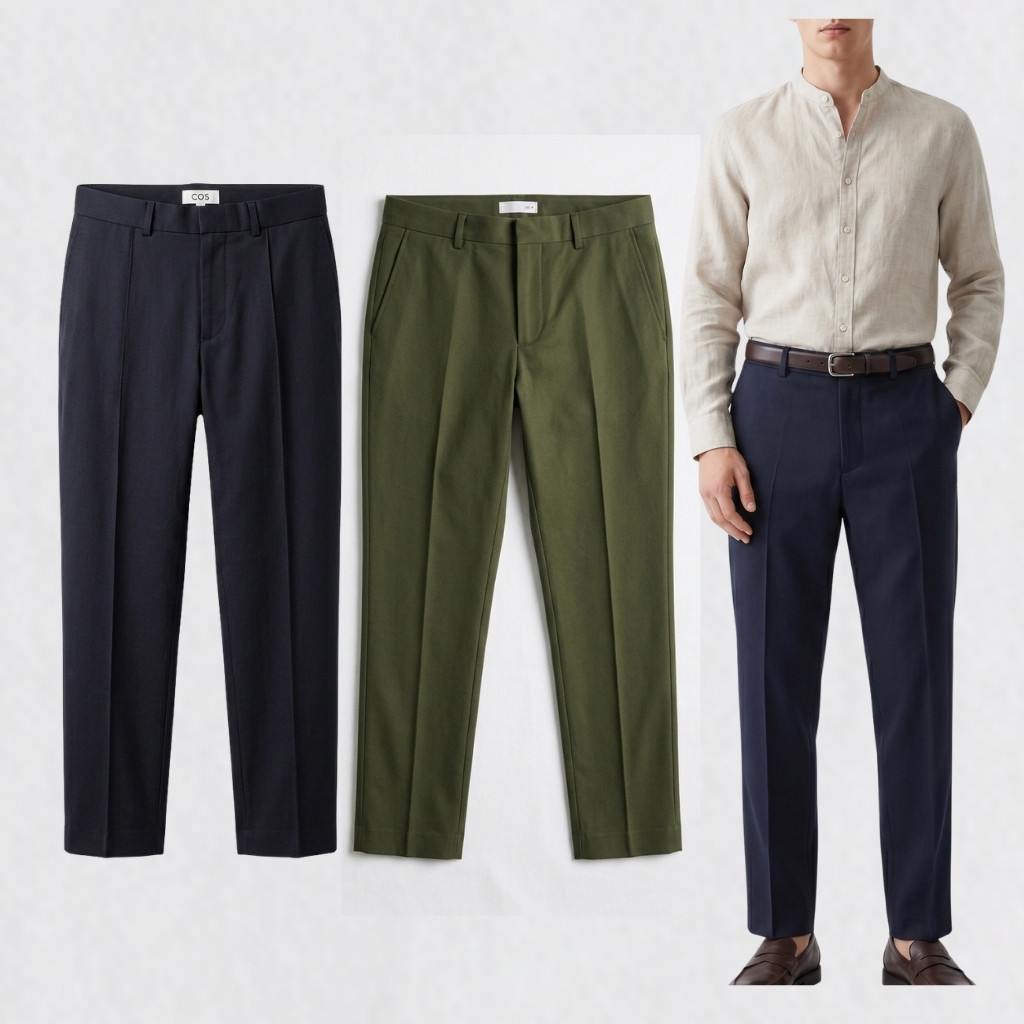 Celana panjang COS Men's Dark Olive Navy Original brand model List