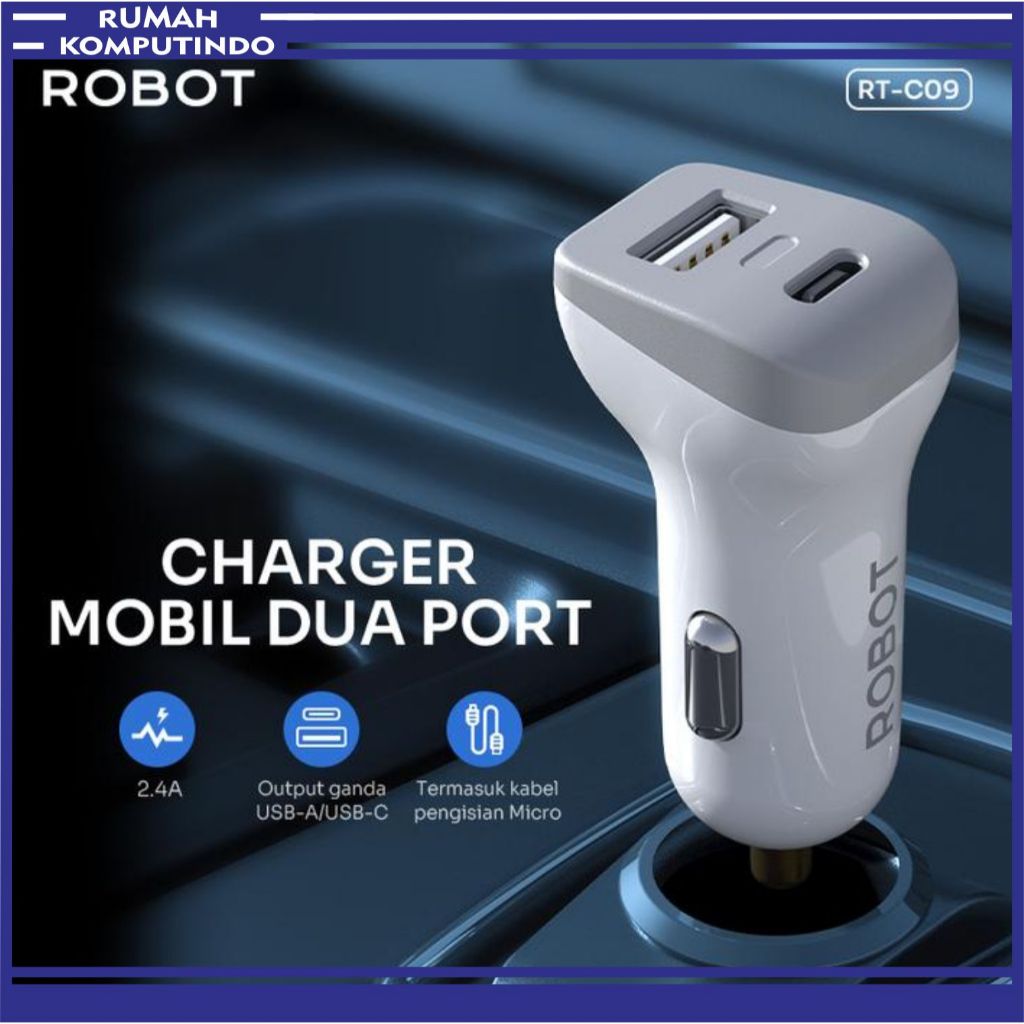 Car Charger Robot RT-C09 - Pengisian Daya Cepat