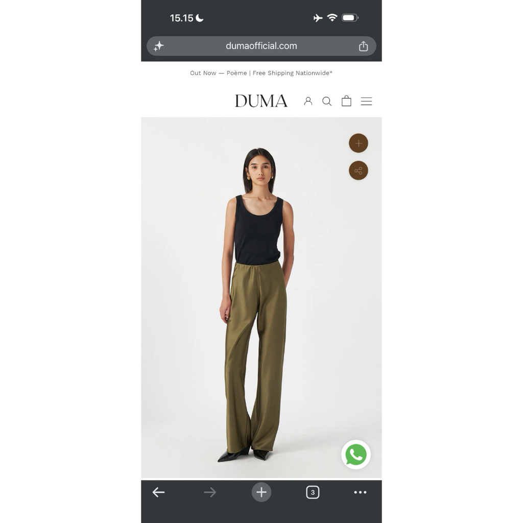 pre loved duma tan pants olive size m (wajib baca deskripsi)