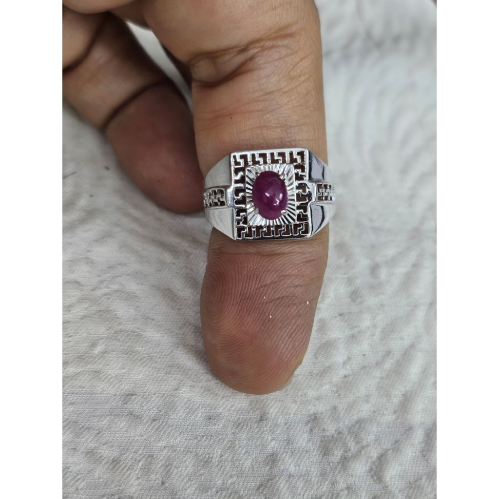 cincin cowok pria laki batu merah variasi ad emas 75 17k