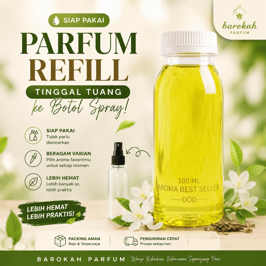 Parfum Refill 100ml Wangi Aroma MUKHALAT FIRDAUS - SIAP PAKAI