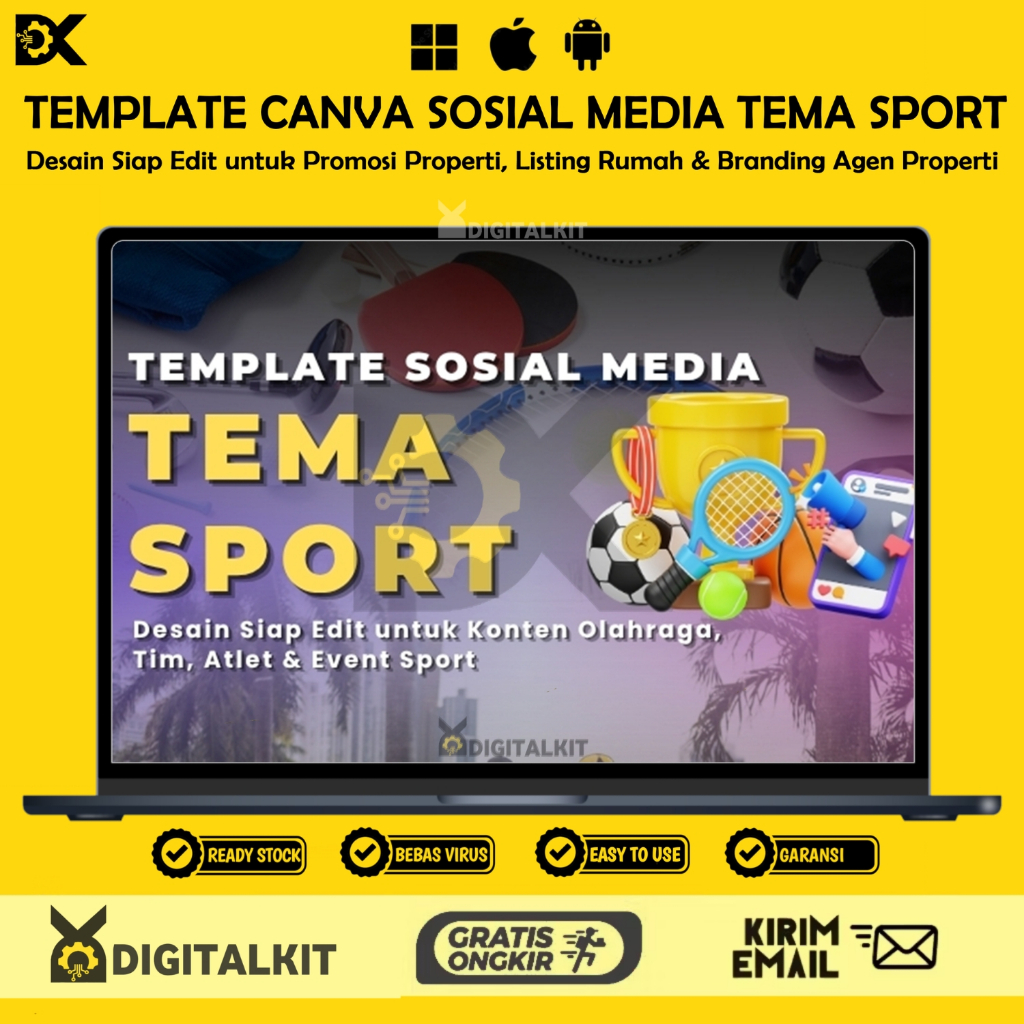 [T1169] KUMPULAN TEMPLATE CANVA SOSIAL MEDIA TEMA SPORT | Desain Siap Edit Untuk Konten Olahraga, Ti