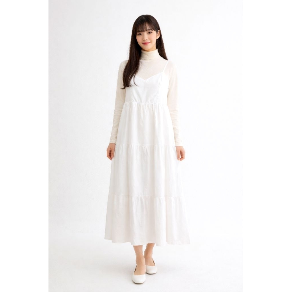 Dress AMAZON ESSENTIAL Full Cotton White (L)