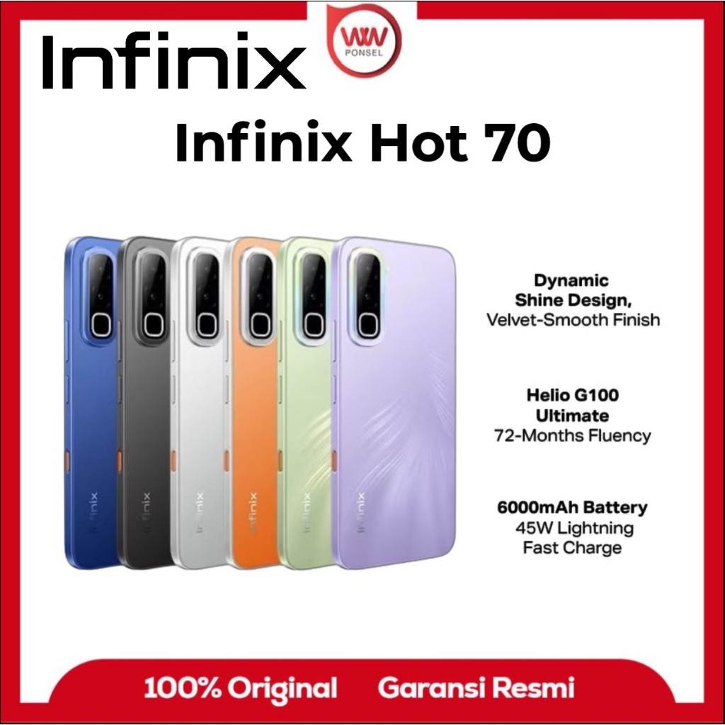 Hp Infinix Hot 70 Ram 8GB Internal 128GB Garansi Resmi