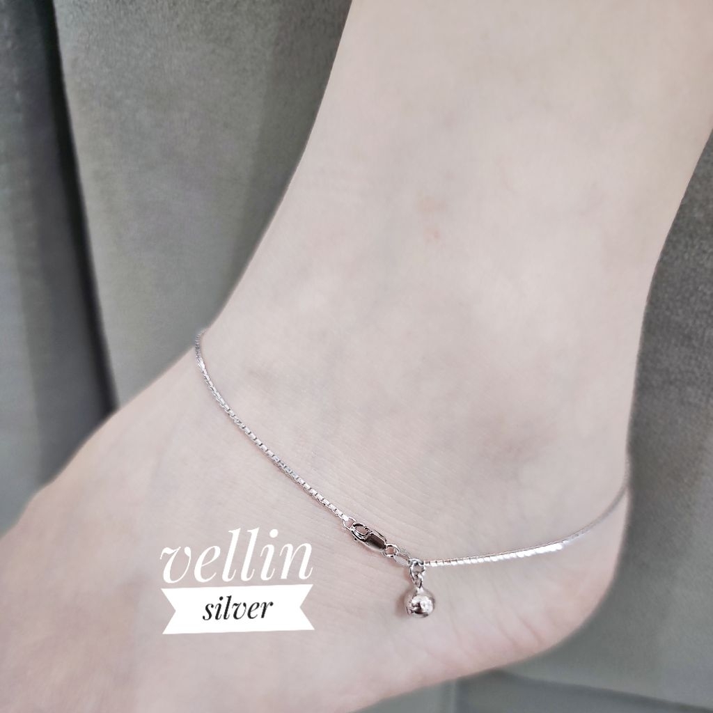 Gelang Kaki italy Santa Perak 925 Lapis Emas Putih - Gelang Kaki Santa Rantai Kecil Silver Asli 925 
