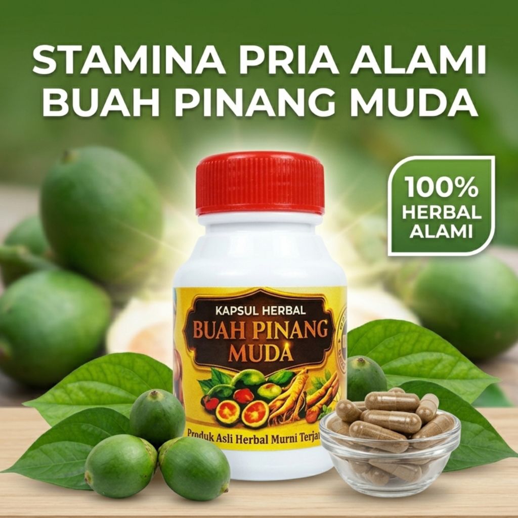 Kapsul Herbal Buah Pinang Muda Asli Suplemen Herbal Pria Dewasa Herbal Alami Praktis Isi Botol