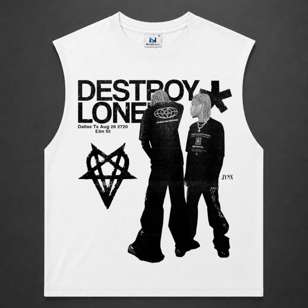 KAOS BAJU SINGLET DESTROYE | SINGLET PUTIH | SINGLET BAND | KAOS BAND | BAND METAL | LEKBONG PRIA | 