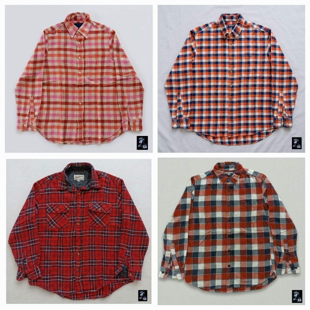 Kemeja Flannel Shirt - Ships Un!qlo Esrwest Atasan Casual Formal Pria Wanita Motif  Kotak - Kotak Ba